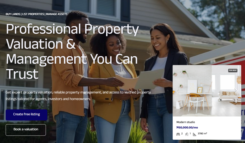Momoh Jimoh and Associates homepage hero section showing web copy in context