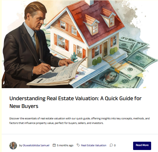SEO blog post ranking on Google for real estate valuation keyword